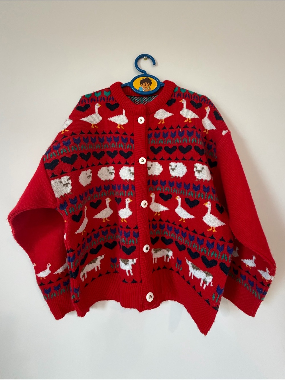 Saint Michael at M&S Vtg Knit Farm Cardigan Goose, Cow, Sheep Youth 9-10
